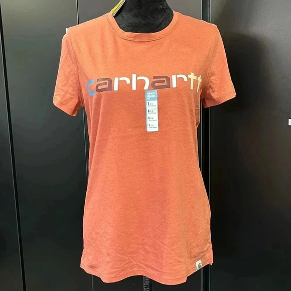 Carhartt Tops - Carhartt Relaxed Fit Lightweight 
Multicolor logo graphic chest, Terracotta